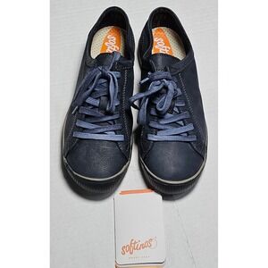 Softinos Isla Washed Navy Leather Lace Up Sneakers Shoes Womens Size 35/US 5